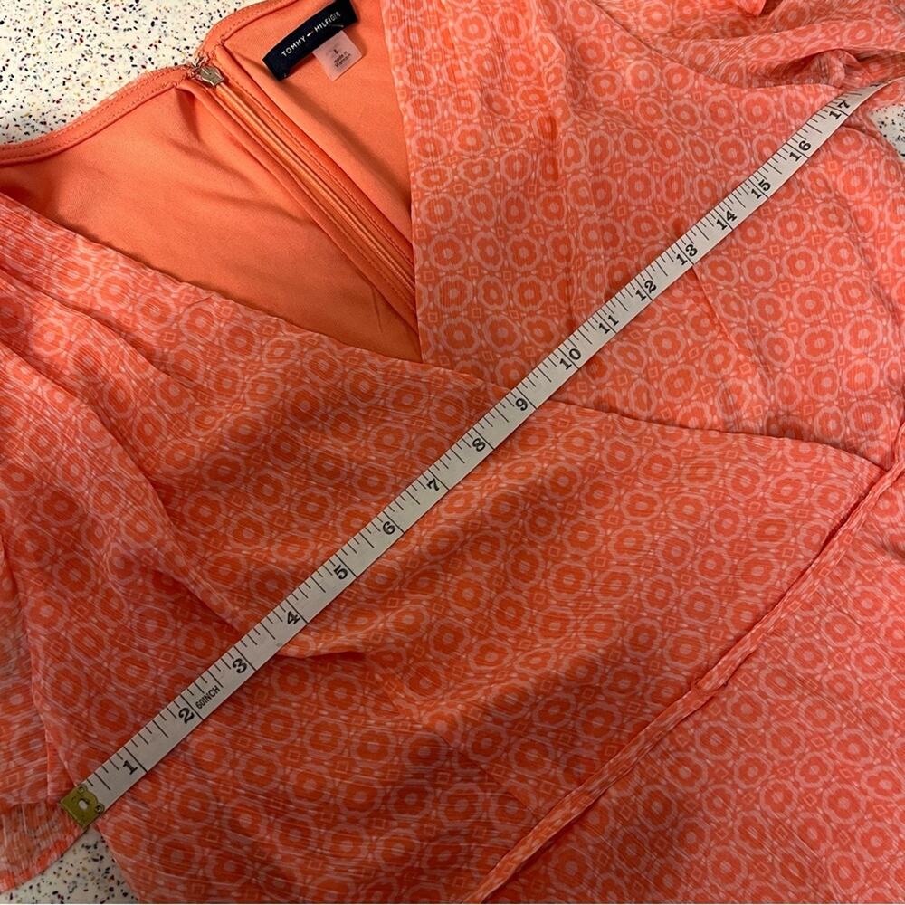 NWT Tommy Hilfiger Ruffle Sleeve Wrap Style Dress Coral Size 8 - Picture 14 of 14